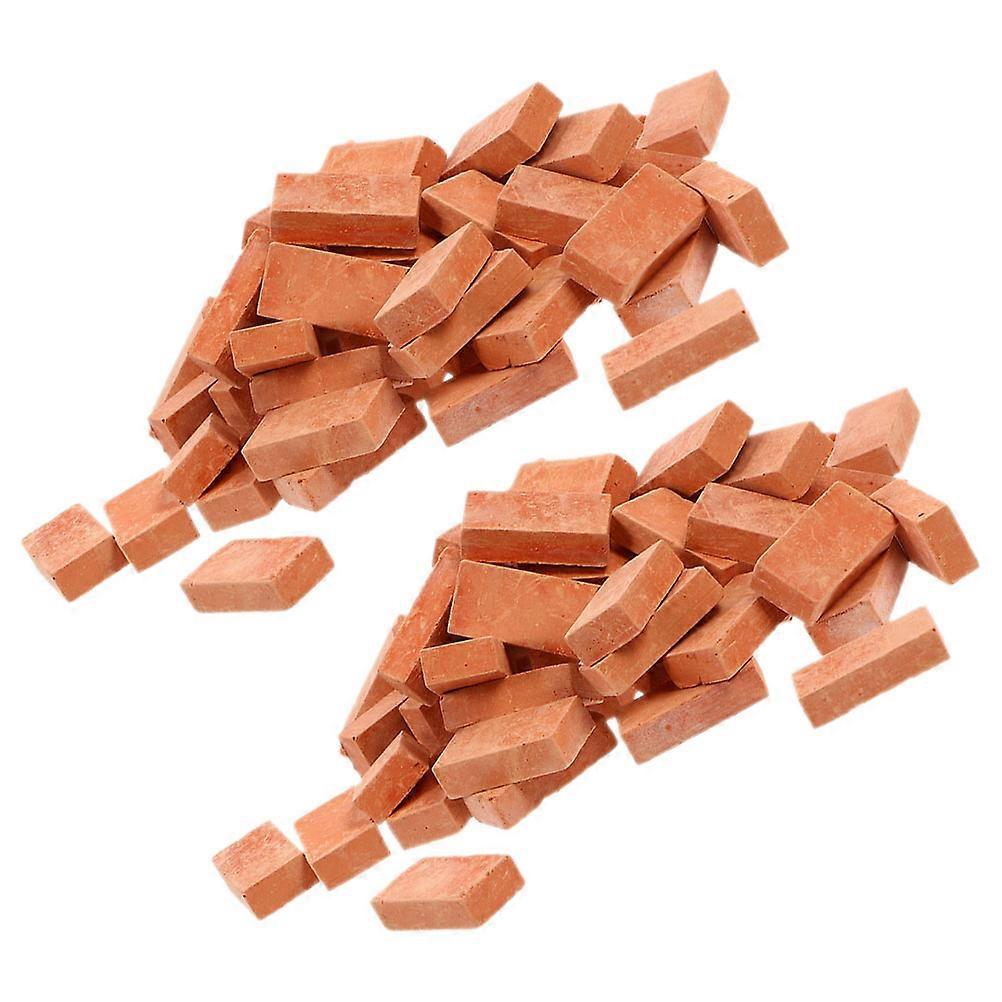 100Pcs Miniature Bricks for DIY Craft Handcrafted Dark Red Clay Models