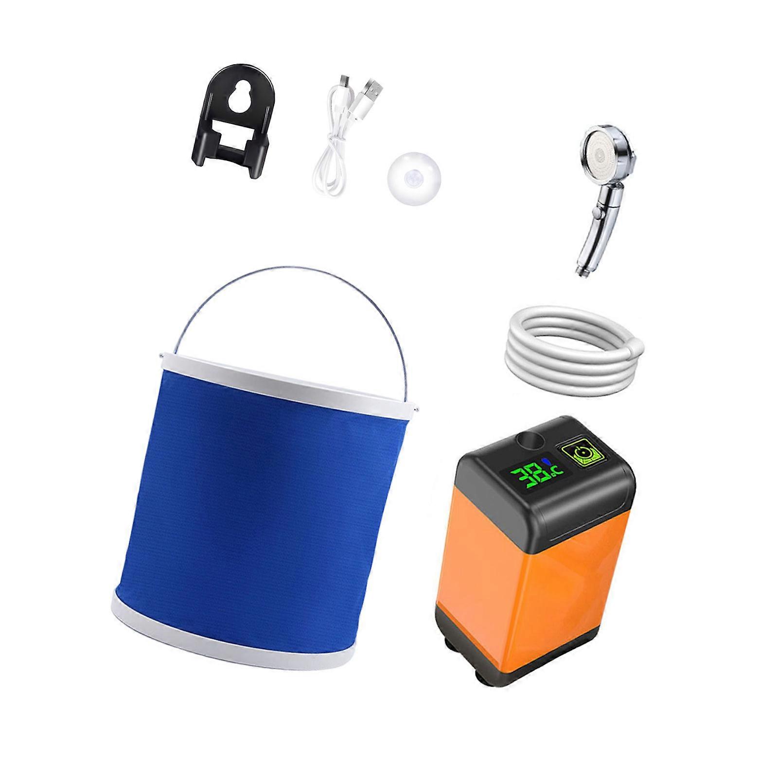 Multifunctional Outdoor Shower Set with Powerful Battery Operated Pump Quick Setups for Bathing During Extended Trip Multicolor
