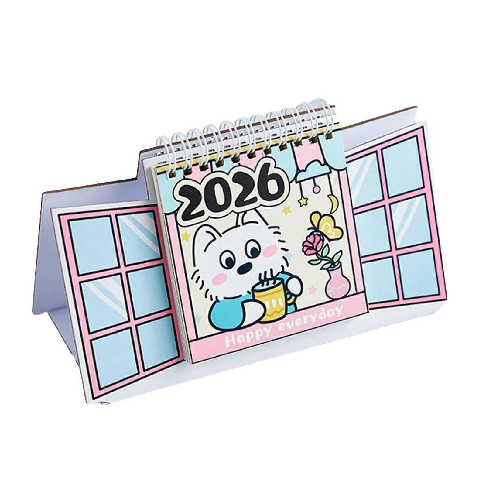 2026 Desk Calendar Small Calendar Standing Flip Calendar Desktop Ornaments Lucky Dog Monthly Calendar Office Calendar Multicolor