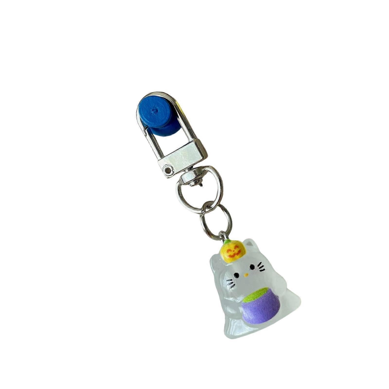 Charming Mini Specters Cat Keychain Compact Resin Charm Lovely Specters Cat Keyring Bag Hanging Ornament For Everyday Carry Multicolor