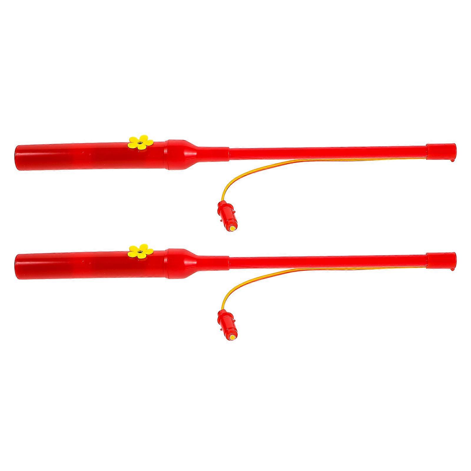 Red Plastic Glowing Stick Lantern Stick for Festival Use 2Pcs Set