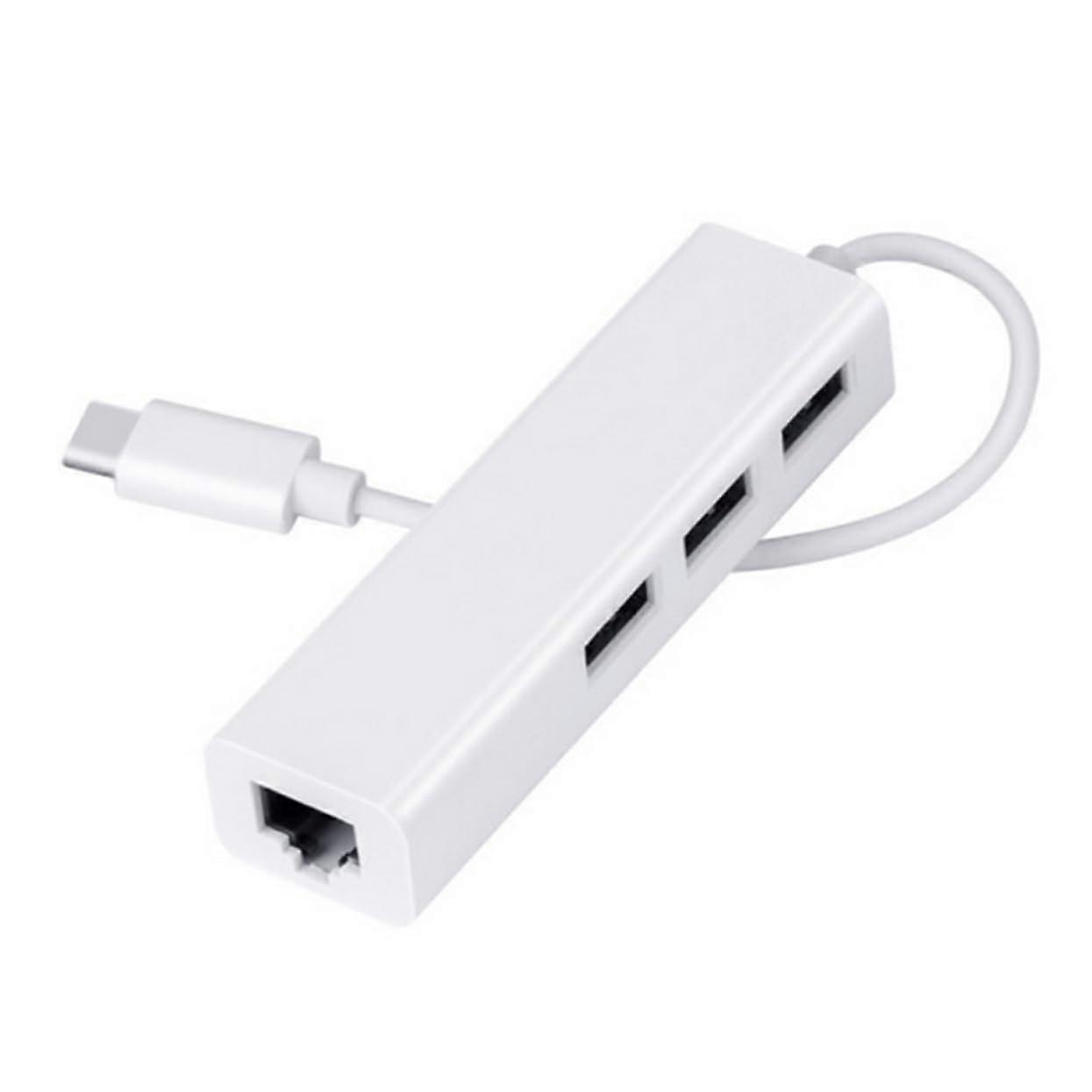 USB Type C Adapter Hub with USB 2.0 Ports for Data Transfer and Charging, White
