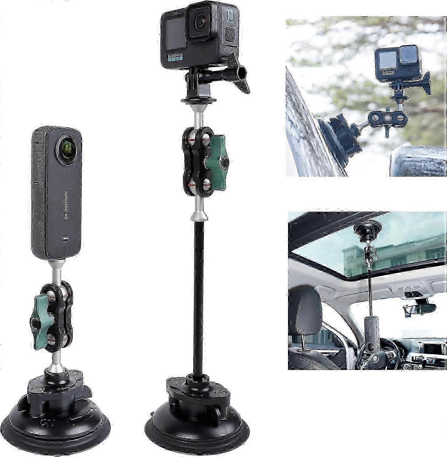 Camera Suction Cup Mount with Phone Holder, Action Camera Adapter Accessories for Insta360 X3, ONE X2, ONE RS, GoPro Hero, DJI Action
