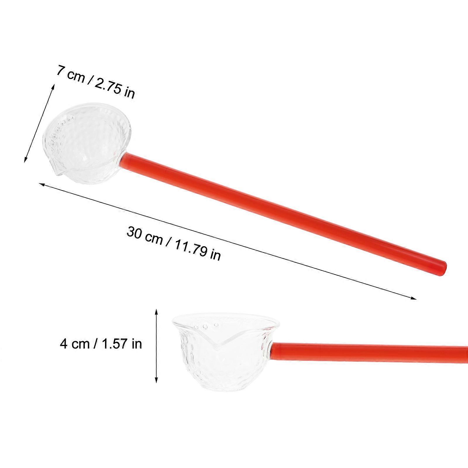 Red Glass Tea Spoon for Home Long Handle High Borosilicate Tea Ware