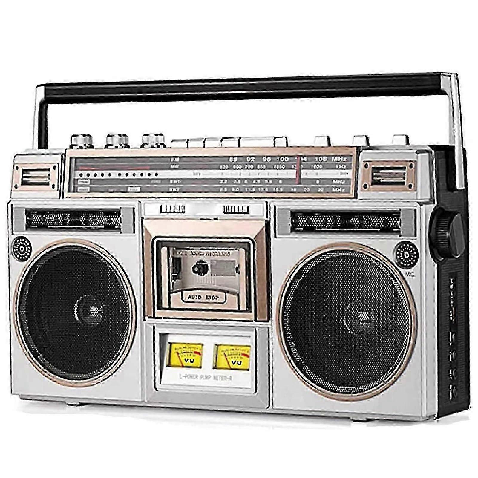 Lecteur de cassette CD boombox rétro de style classique des années 80, lecteur de cassette Bluetooth rétro avec radio FM et DAB, enregistrement USB