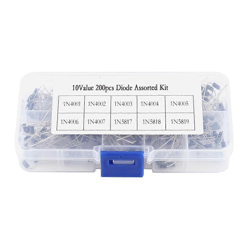 200pcs 10Values Rectifier Diode Assortment Electronic Kit 1N4001~1N4007 1N5817~1N5819 With Box