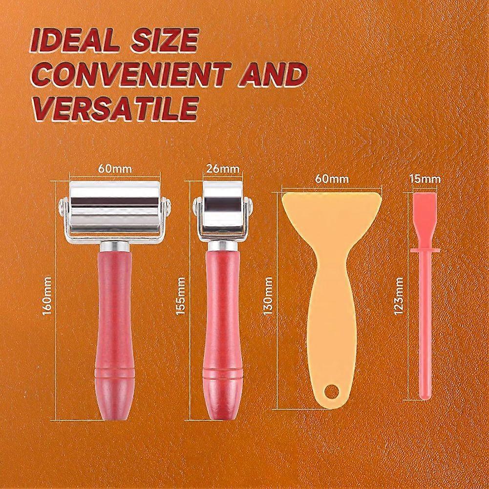 Leather Press Edge Roller Leather Glue Laminating Roller with Scraper (2.36 Inch +1 Inch)