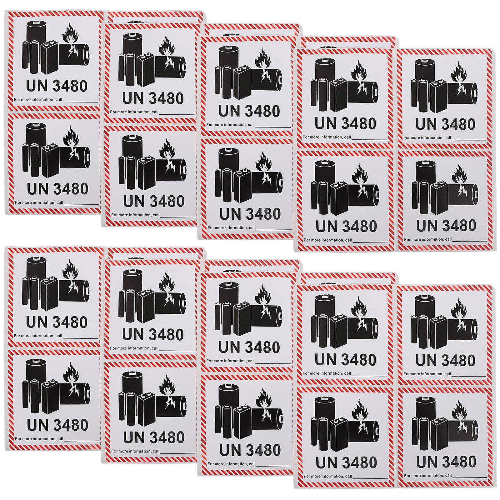 Lithium Battery Label Stickers Safety Warning Labels for 100Pcs Packaging