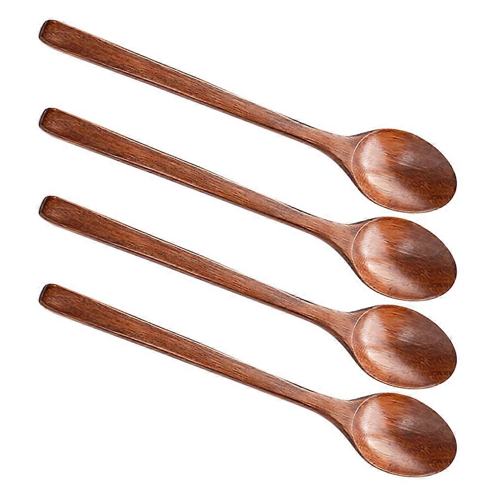 Wooden Spoon for Serving 4Pcs Light Brown Soup Spoons Multipurpose