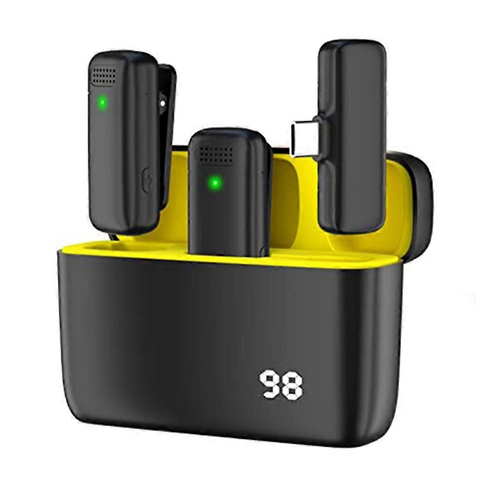 Professional Wireless Lavalier Microphone for Android with Charging Case, Plug and Play - Auto Sync - Noise Cancellation