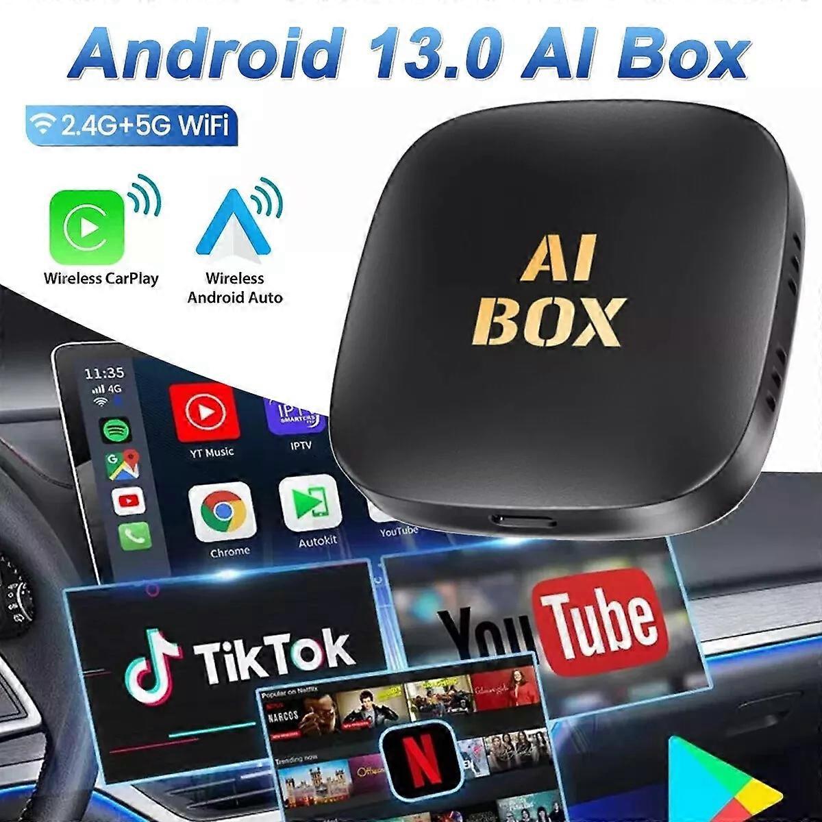 Wireless Carplay Ai Box Android Auto Adapter Converter W/ Netflix Youtube Tiktok