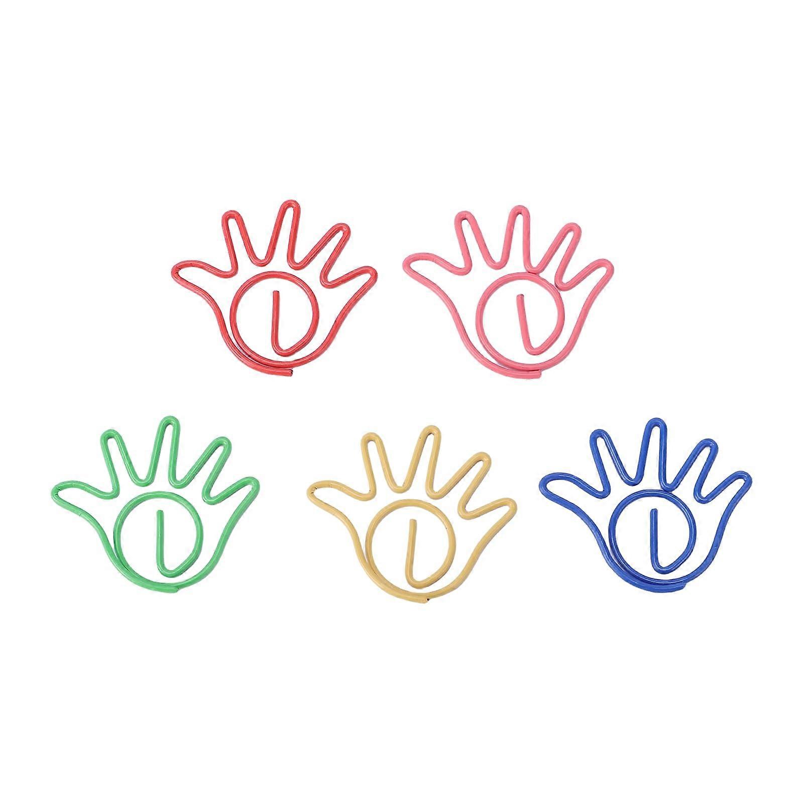 100 Pcs Colorful Palm Shaped Paper Clips with Storage Box for Office School and Home Organization