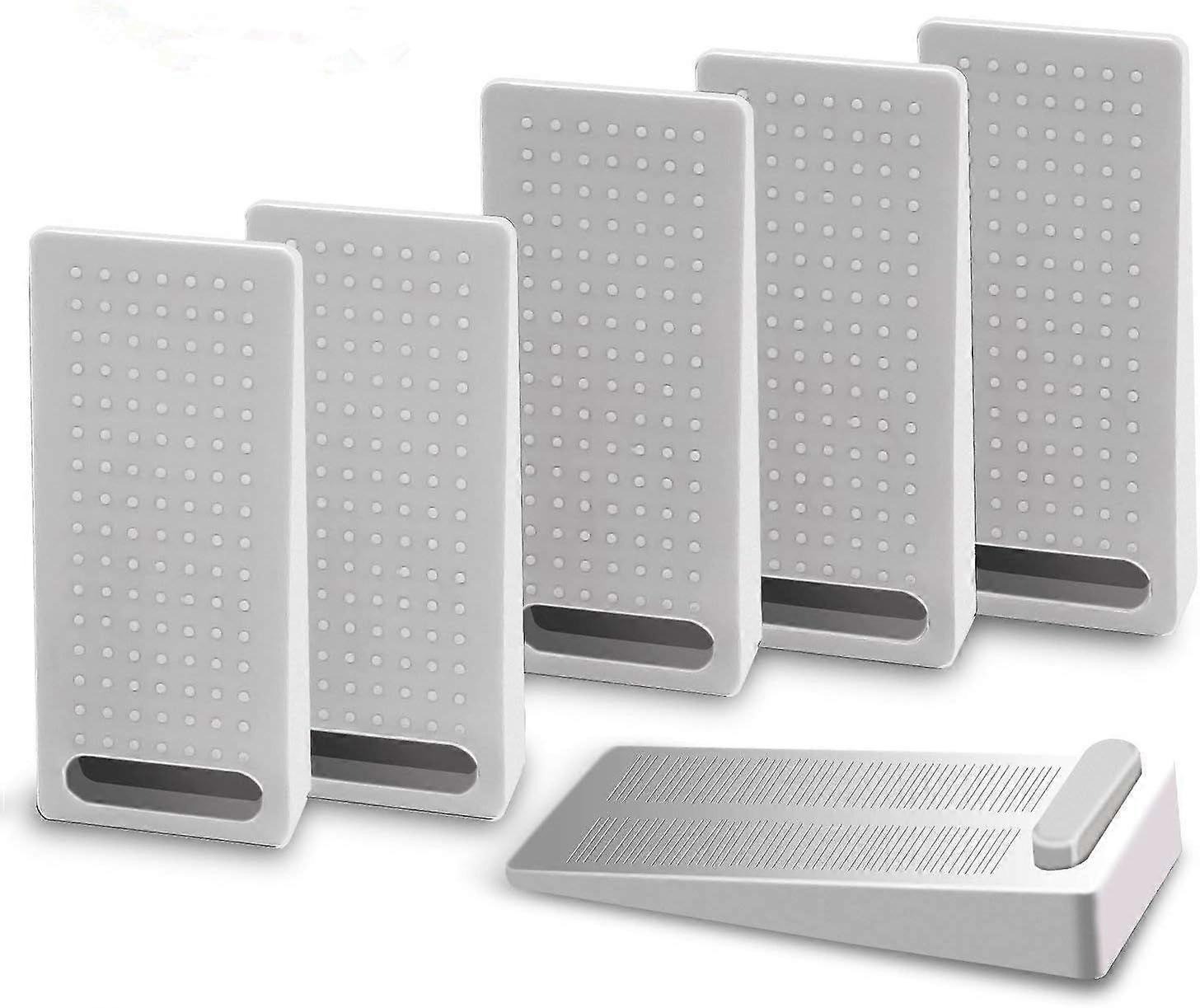 Door Stopper, Set of 6 Non-Slip Rubber Door Stoppers, Floor Door Stopper with Adjustable Height, Gray