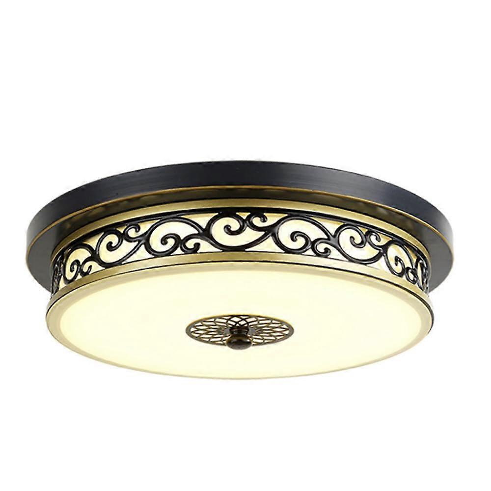 Rustic Black Iron Ceiling Light with Frosted Glass Shade, Elegant Farmhouse Fixture 50x12cm