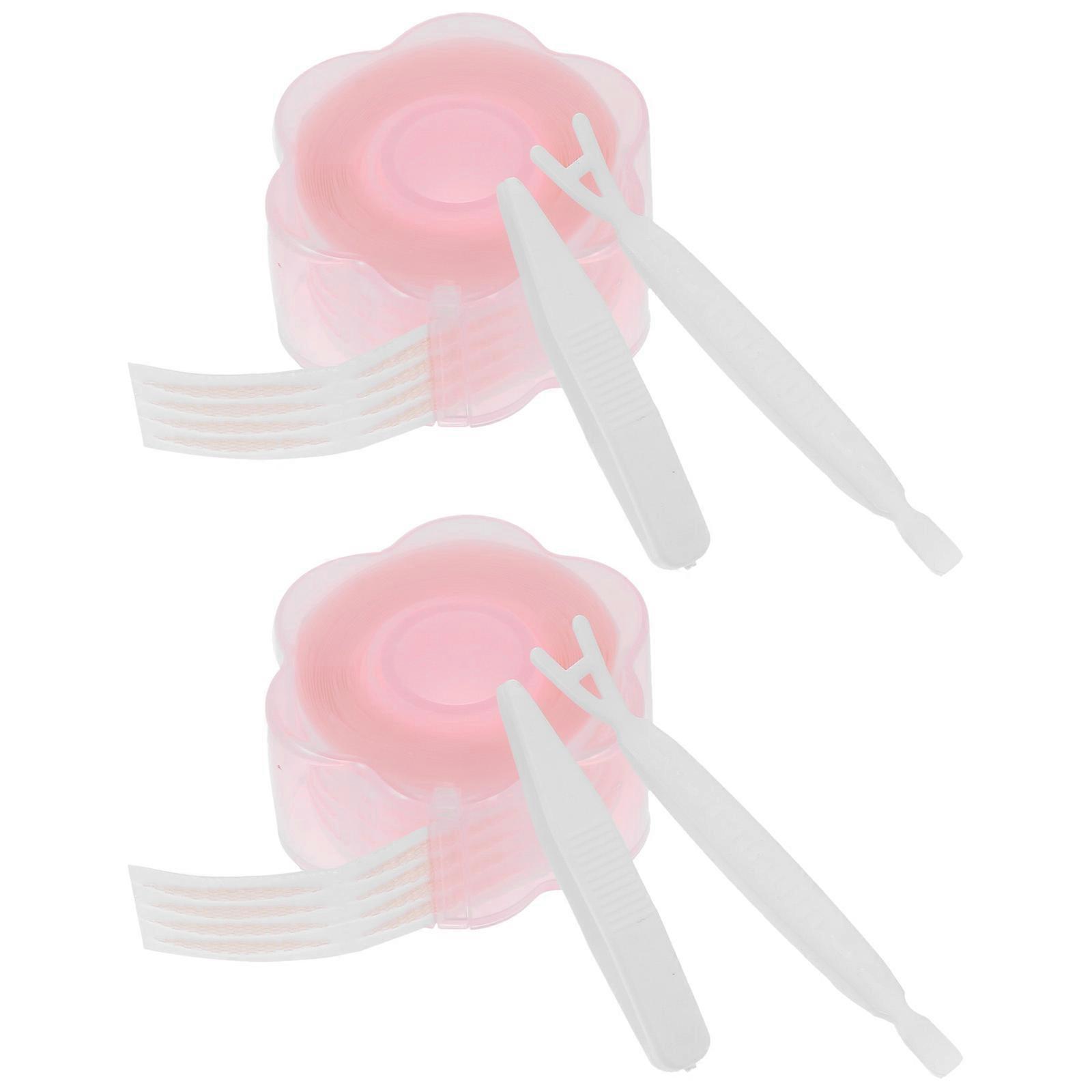 Portable Beauty Eye Patches With Water-Activated Adhesion For Eyelid Modification And Makeup Application 2 Sets In Pink