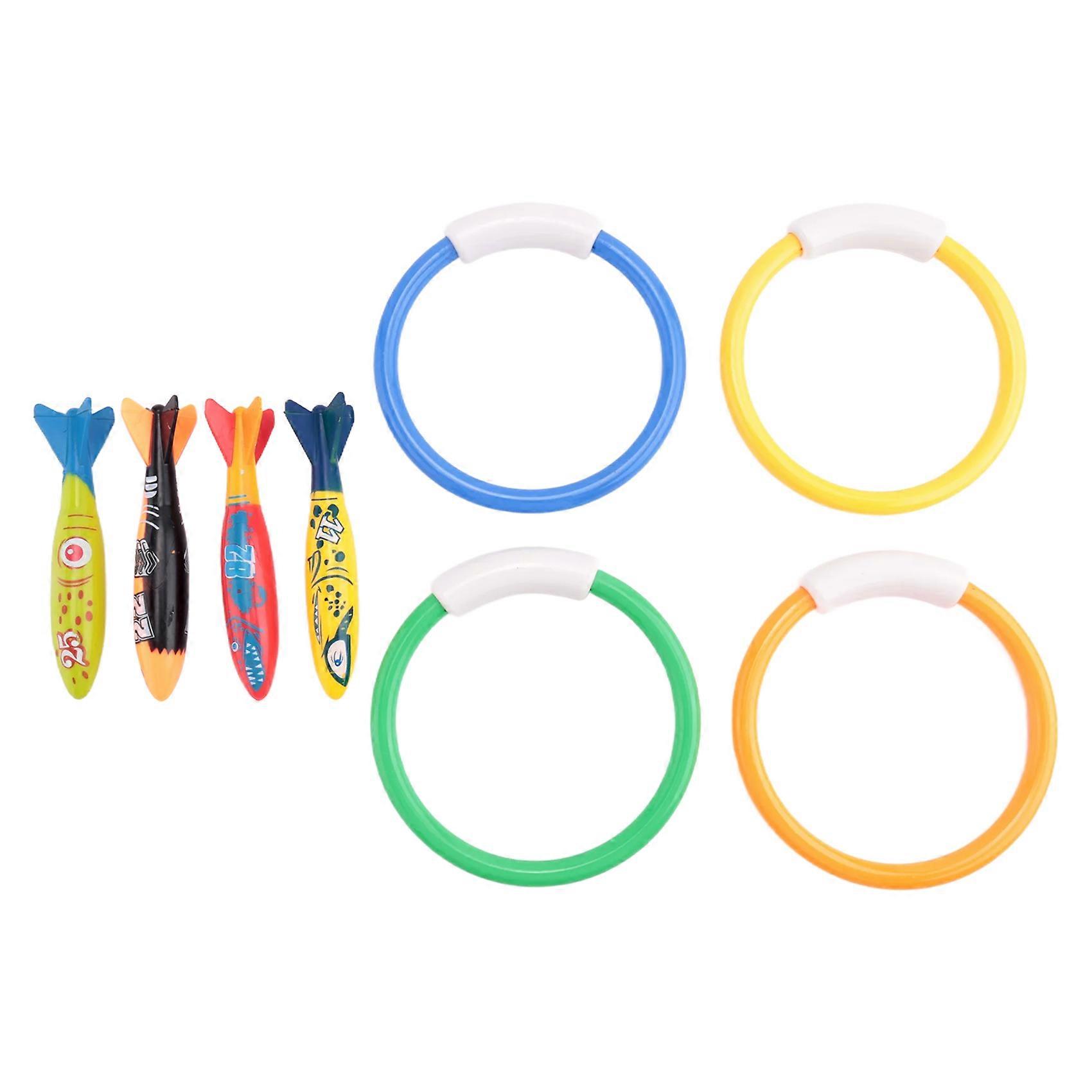 8 Pcs Underwater Swimming Pool Diving Rings, Diving Throw Bandits . Training Dive Toys For Learning
