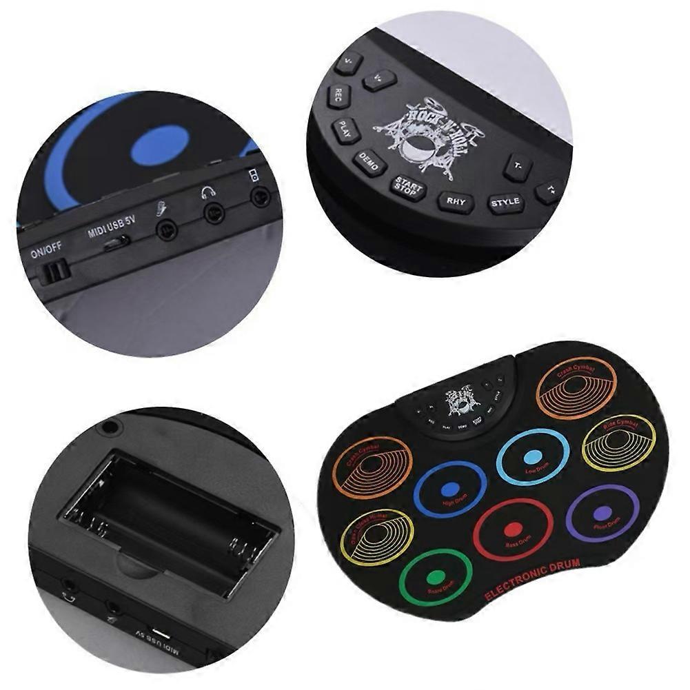 Electronic Drum Set 9 Pads Pad Digital Drum Kit Portable Drum Set with Drum Sticks Sustain Pedal for Kid Gift