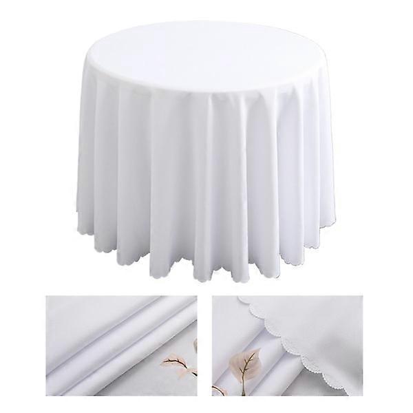Round polyester tablecloth, machine washable - White 180cm