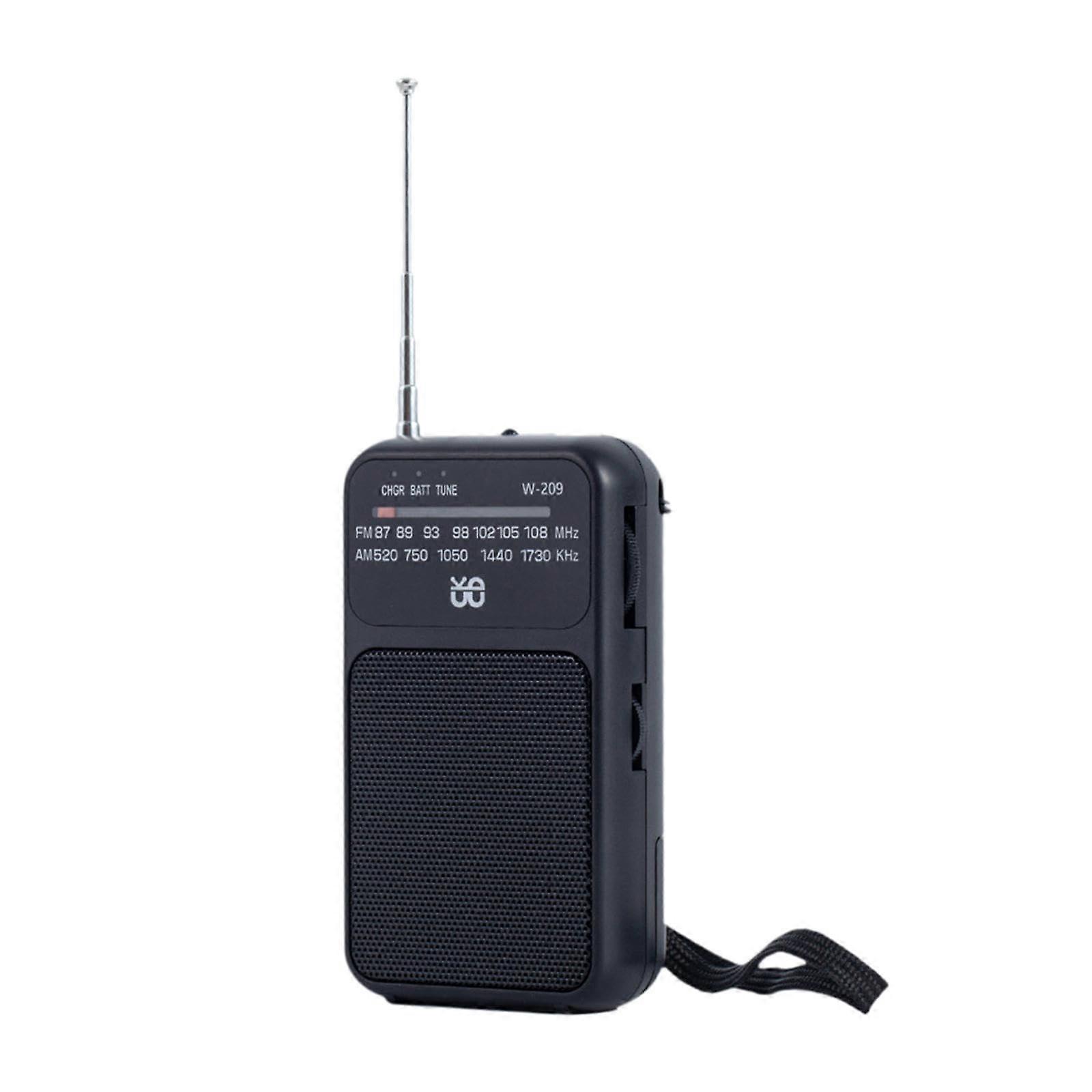 Portable FM AM Radio with  Performance Speaker, Headphone Jack, Dual Power for Travel and Home, Black