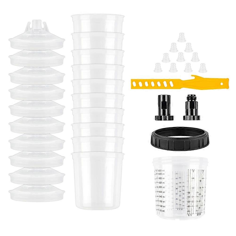 Taza de mezcla de pintura H/O Quick Cup Airbrush Tank 20.3oz/600ML Cup con adaptador de 3/8 Cup 10PCS