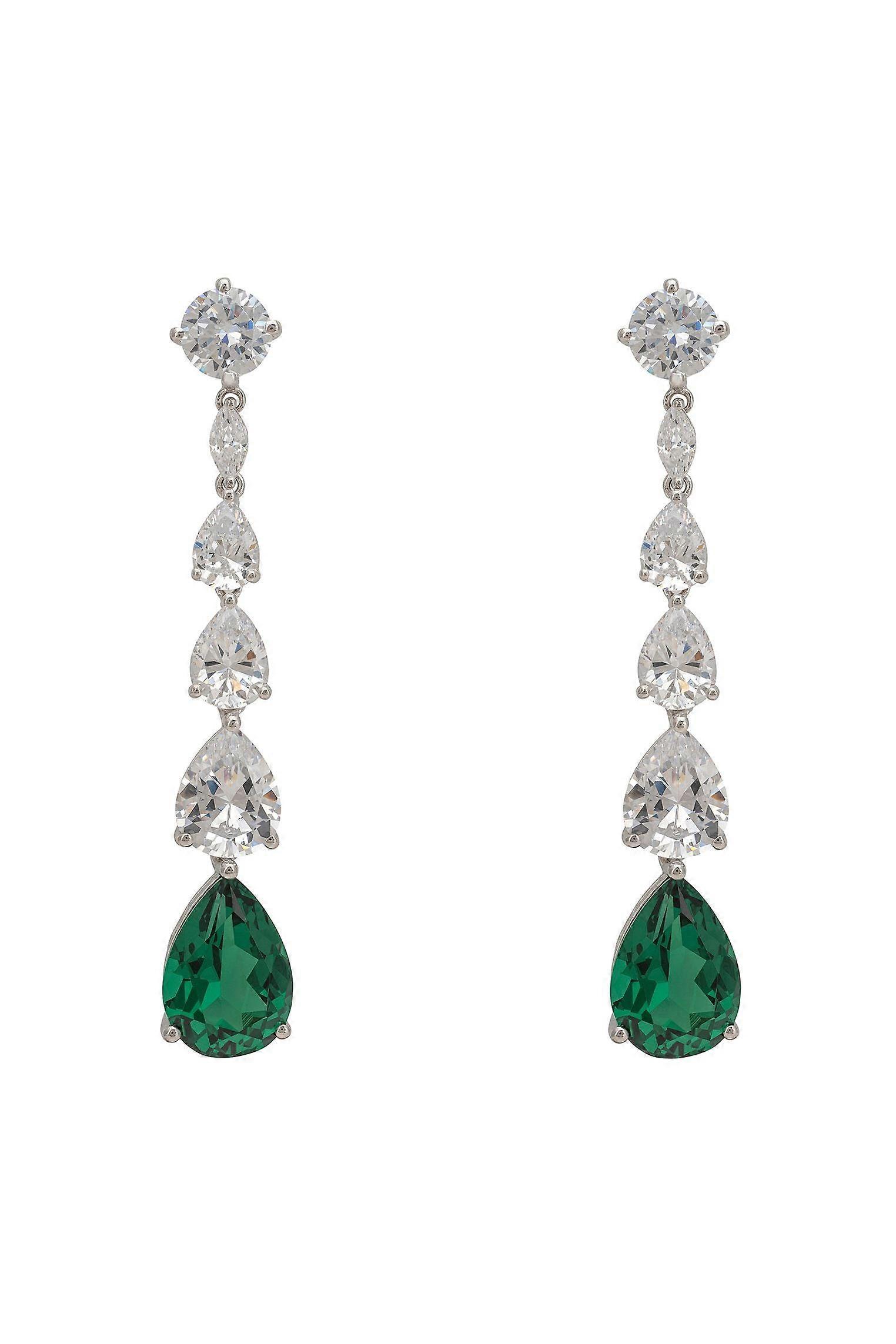 Minnelli Drop Earrings Emerald Silver