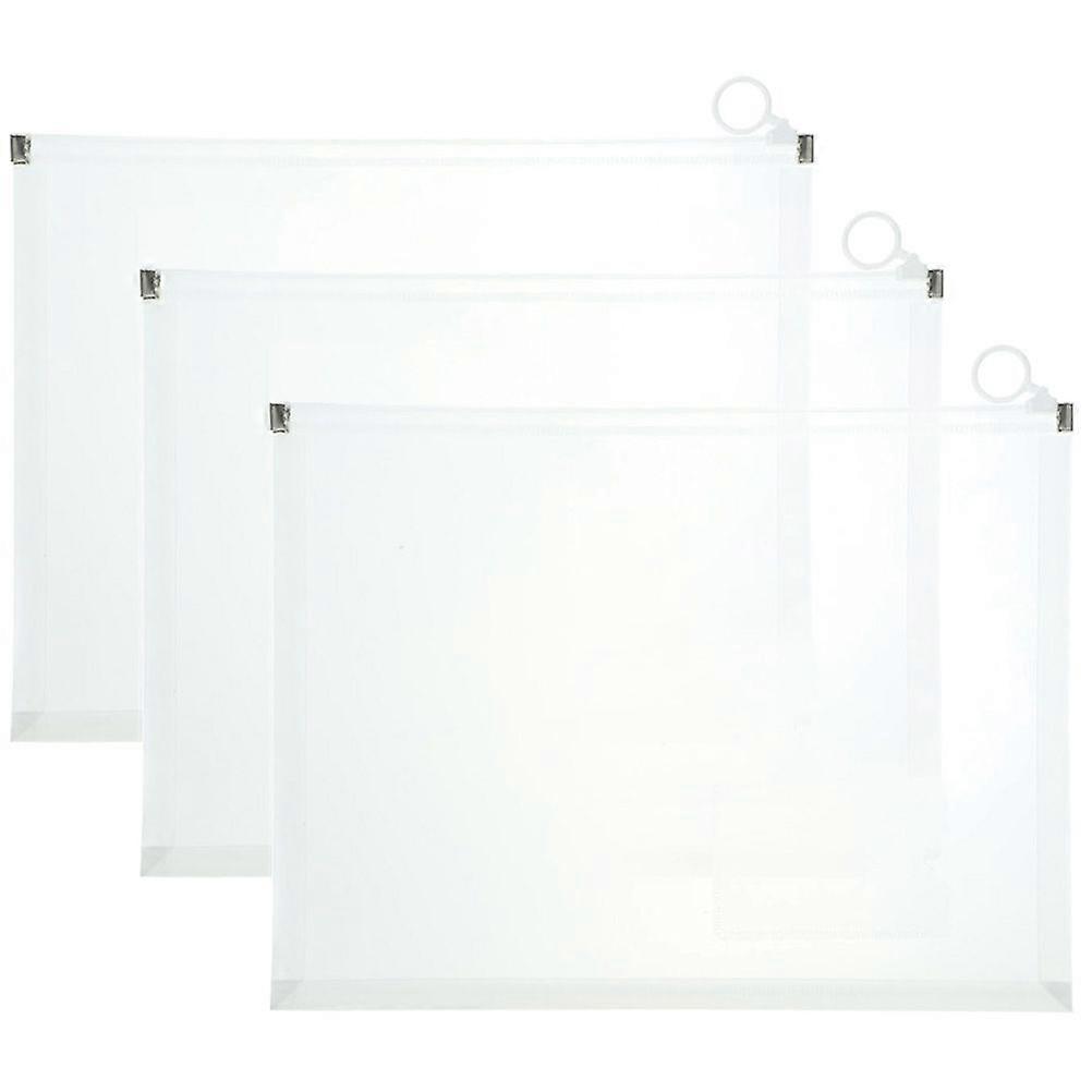 3pcs Plastic File Envelopes Button Design File Document Folders Thick File Pockets File Folders