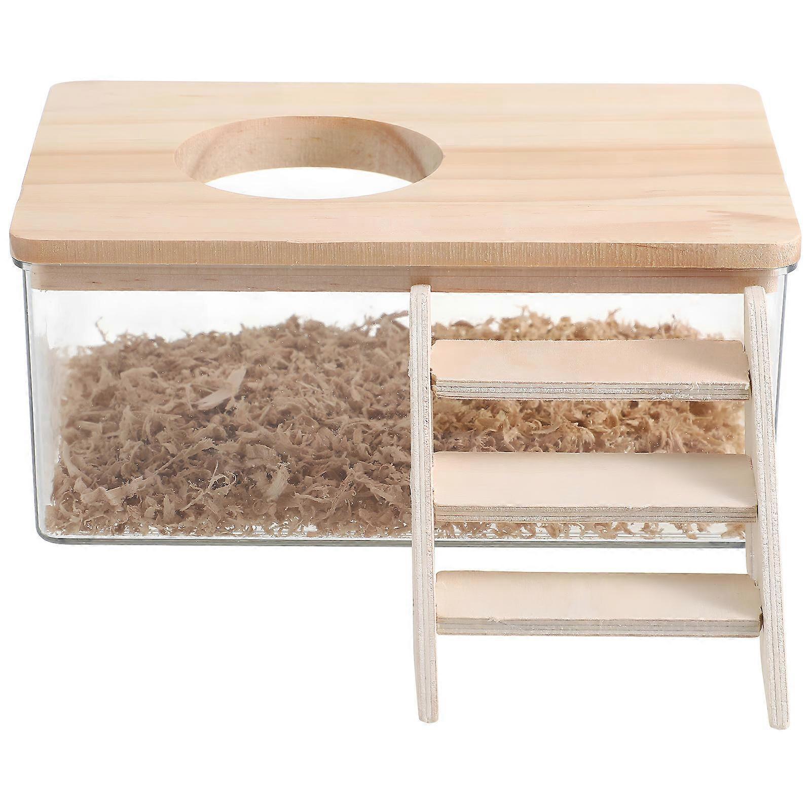 1Set Hamster Bathroom Sand Bath Container with Ladder Clear Design