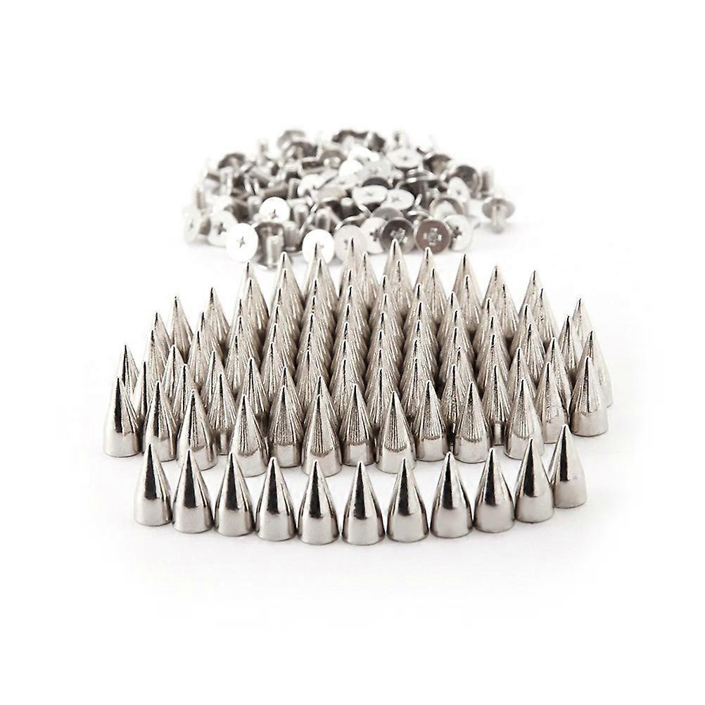 Metal Cone Spikes for Punk Style DIY 100Pcs Screwback Studs Silver
