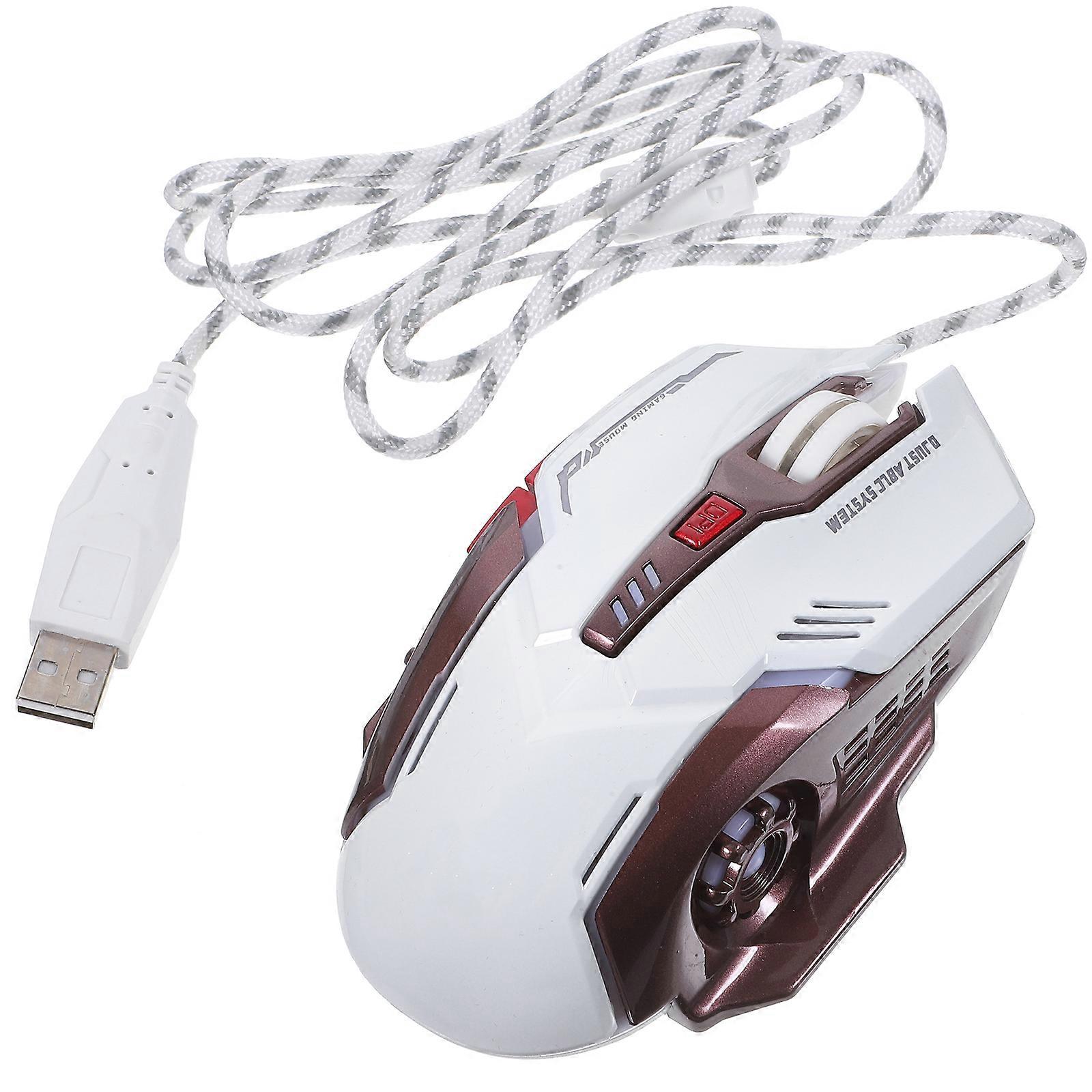 White USB Mouse Breathing Light Gaming Mouse for Computer Wired