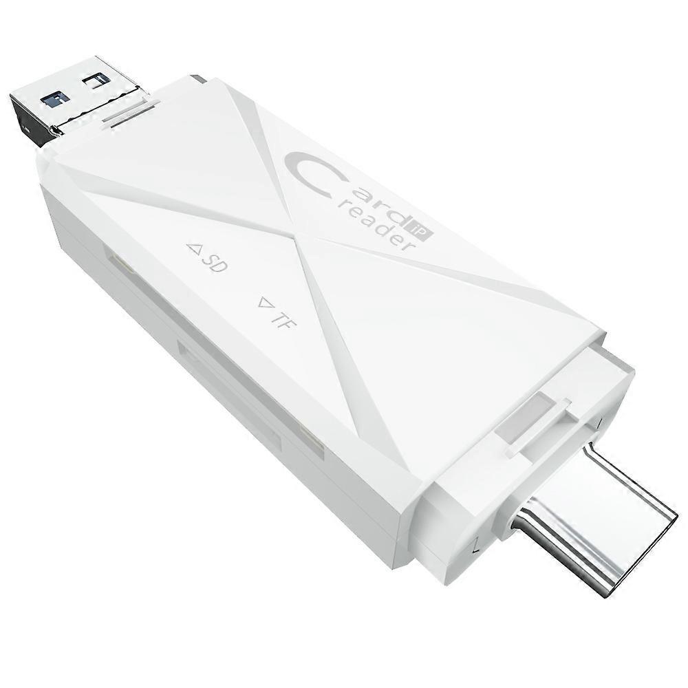 ADS-218 USB/8-Pin/Type-C 3-in-1 SD TF Memory Card Reader Data Transfer Adapter