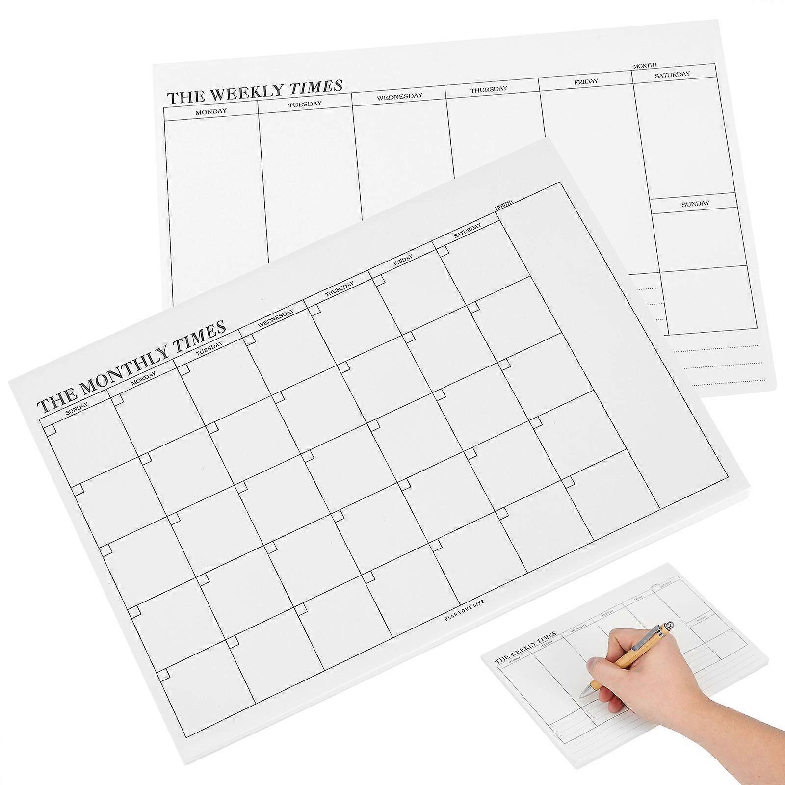 Weekly Planner Office Daily Schedule Notepad for Writing 2Pcs Paper Beige