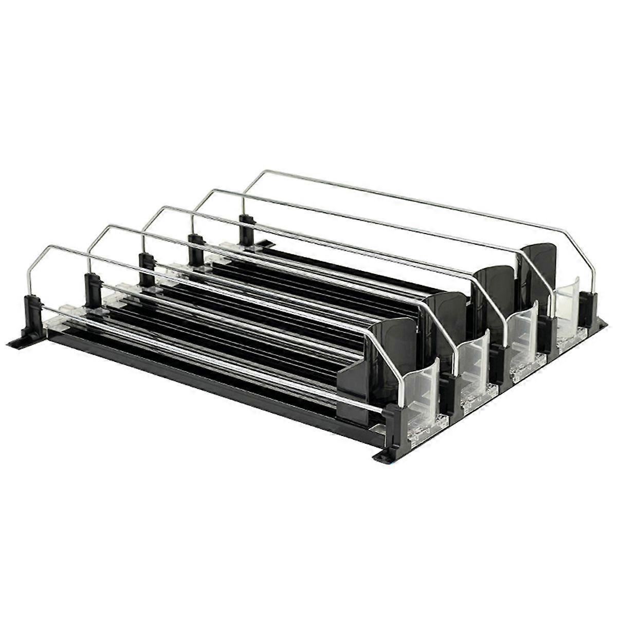 Canned Beverage Push Rack Drink Organizer Dispenser Spring Push Adjustable Width Storage Shelf E-Shaped 410mm 4 Rows A