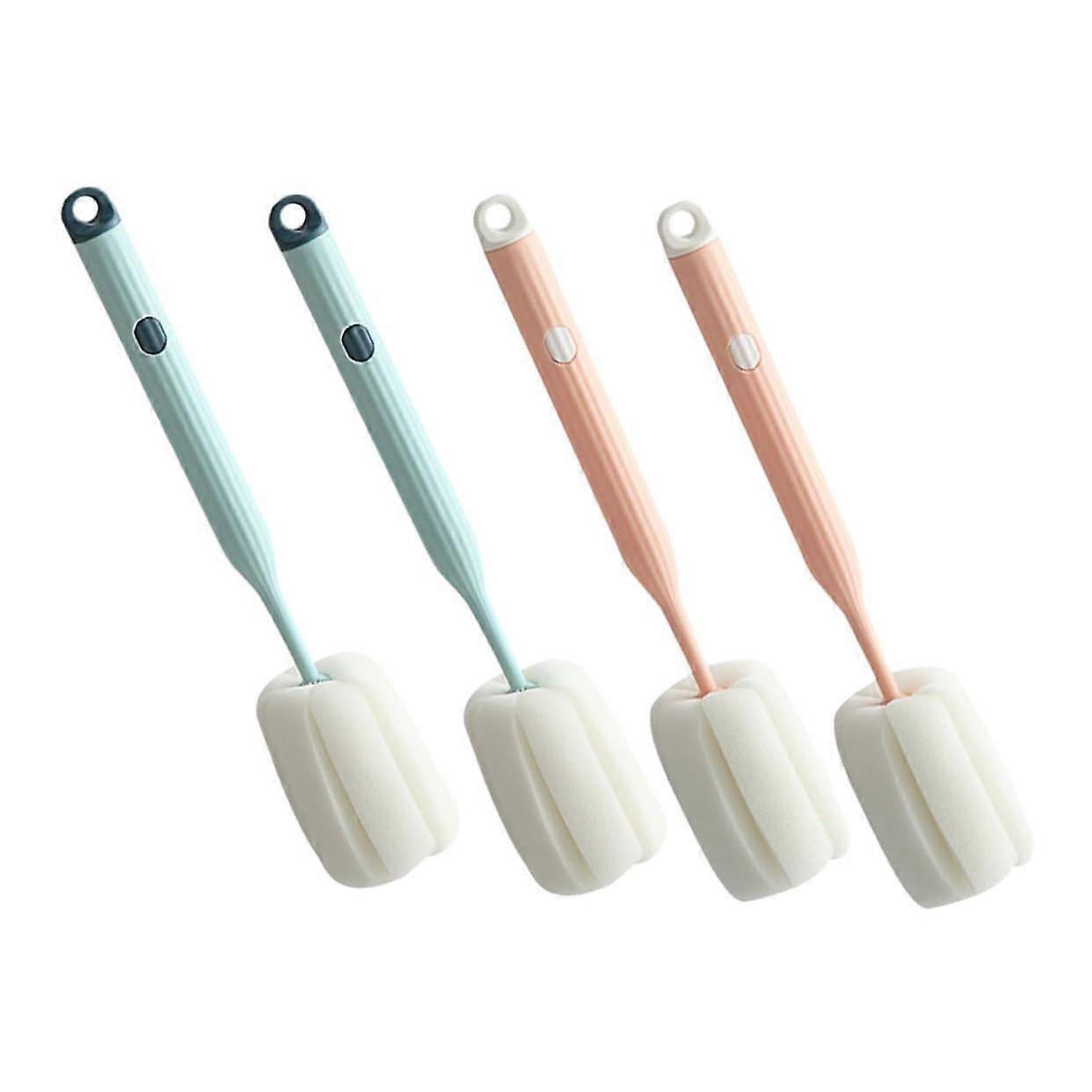 4pcs Long Handle Bottle Cleaning Brush Set with Ergonomic Grip for Scratch Deep Cleaning