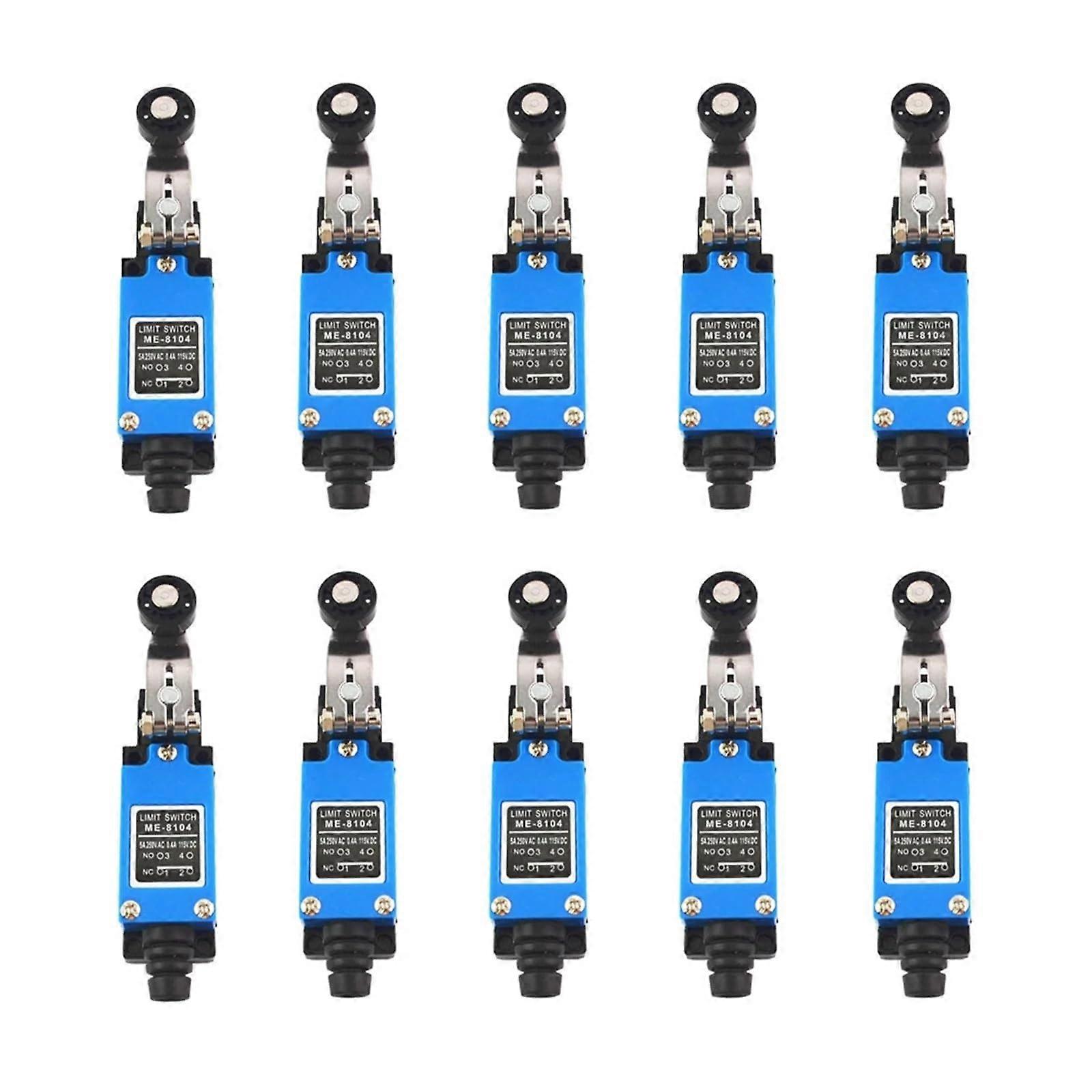 10Pcs ME8104 Adjustable Rotary Limit Switch Set with Durable Metal Roller Arm for Precise Detection
