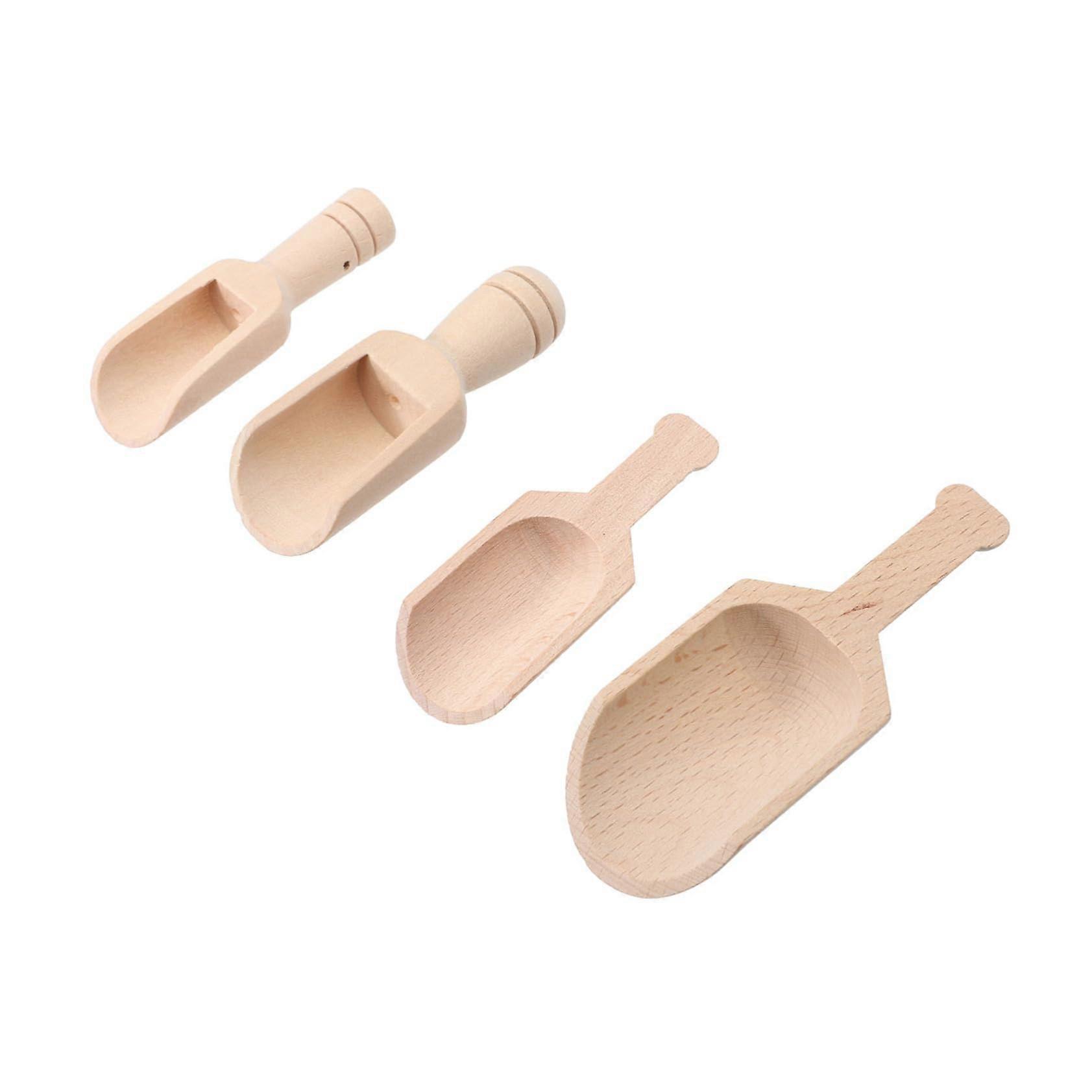 4pcs grade Wooden Mini Spoons for Tea Stirring and Kitchen Condiments Durable Build