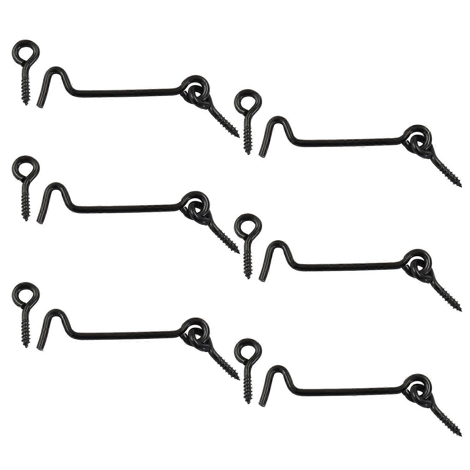6pcs 3 Inch Black Cabin Hook and Eye Latch with Screws, RustResistant Gate Door Lock Hardware