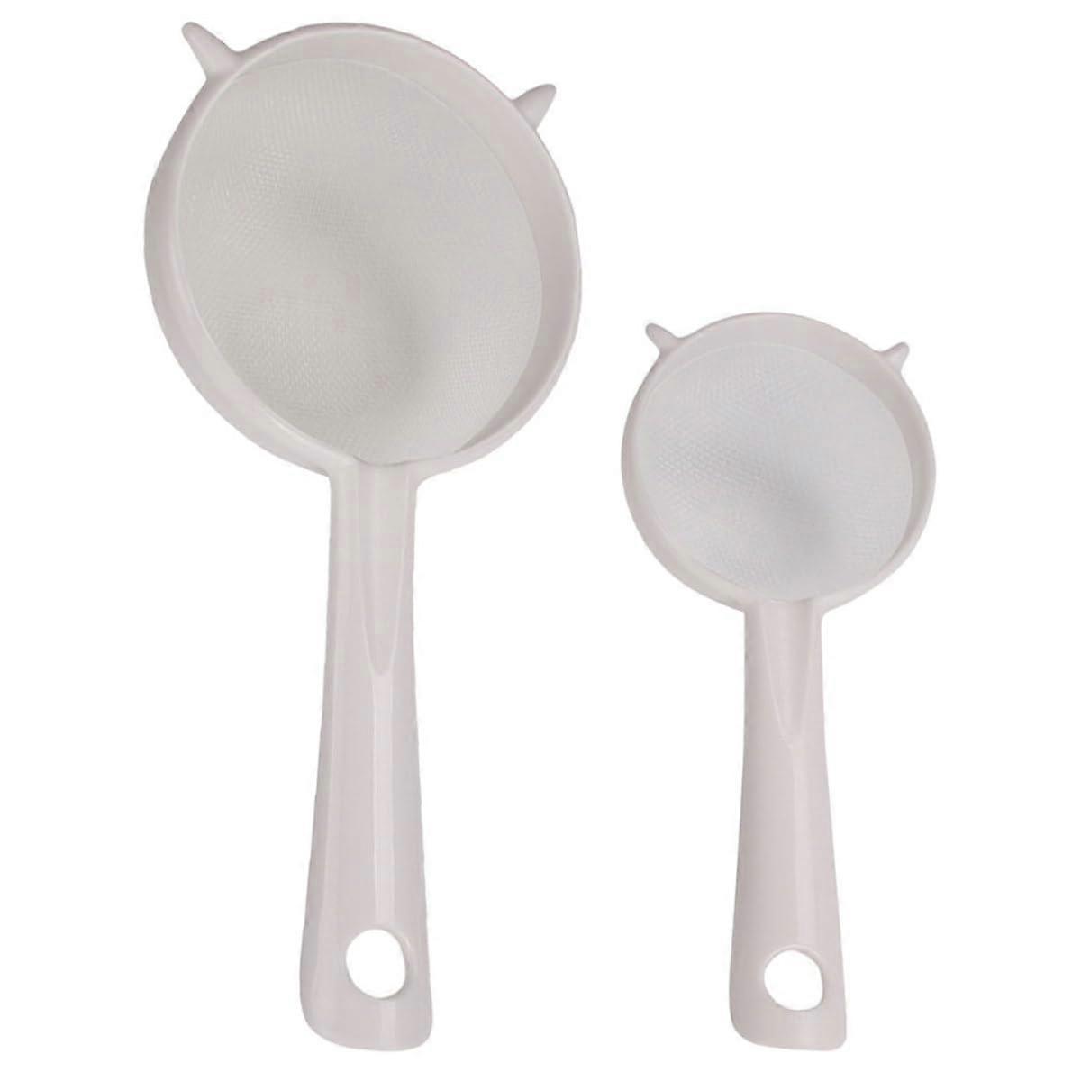 2Pcs Fine Mesh Juice Strainer with Handle, Durable Plastic Kitchen Sieve for Soy Milk and Cooking