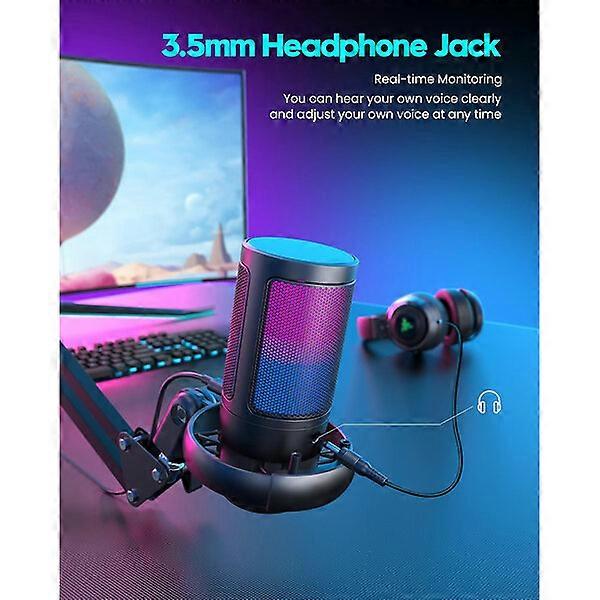Microphone, Mute Light Indicator/Flexible Arm, Compatible with PC/PS, Dedicated for Game Live Streaming