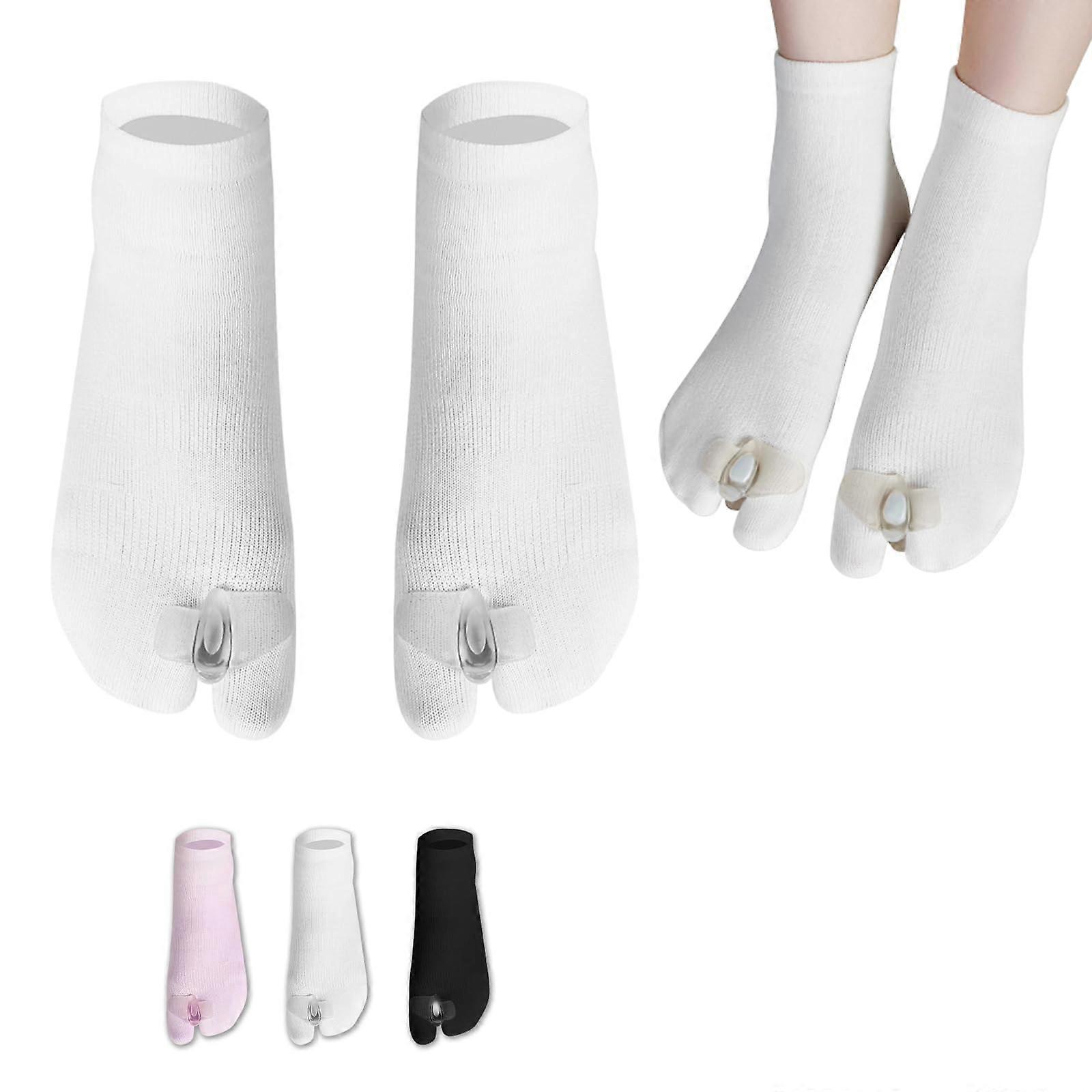 Bunion Corrector Sock with Toe Separator, Adjustable Big Toe Brace for Shoes, White L 1pc
