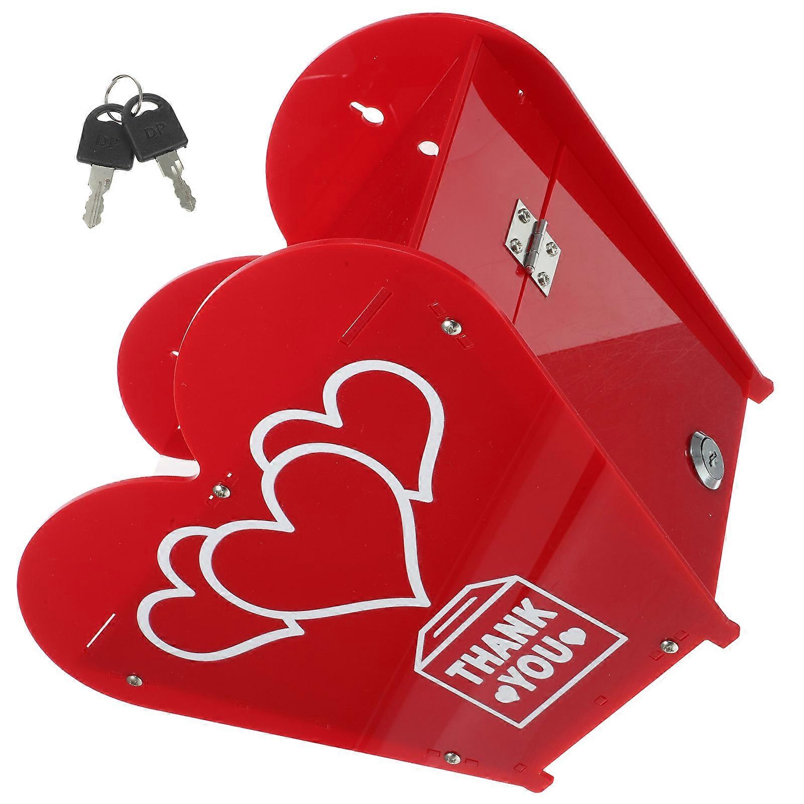 Donation Collection Box Multi-Function Decorative Suggestion Box Office Home Event Acrylic Red 1Pack