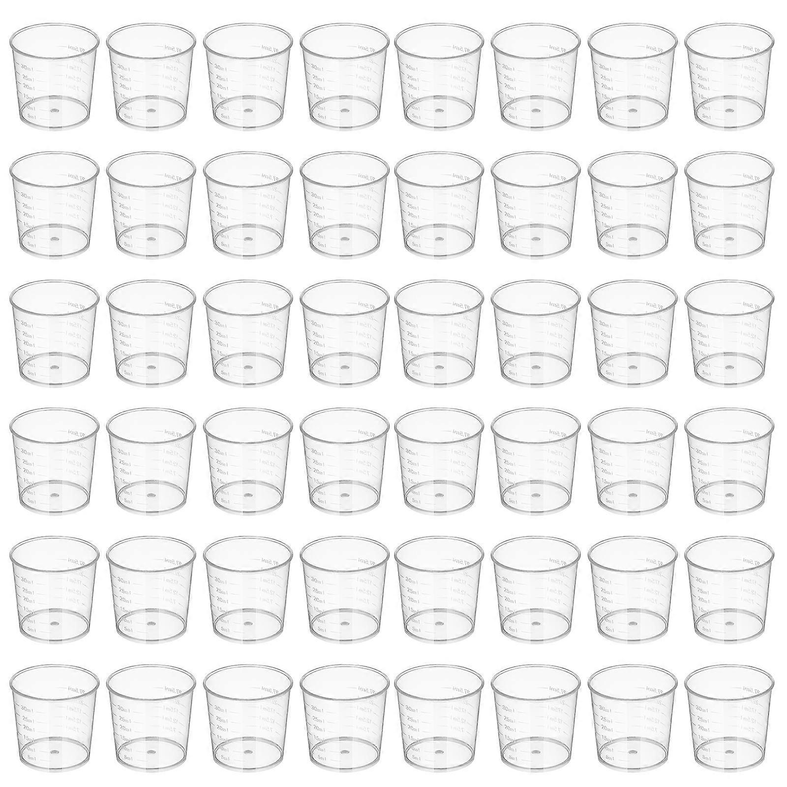 Transparent Plastic Measuring Cups for Laboratory Use 50Pcs Graduated Containers