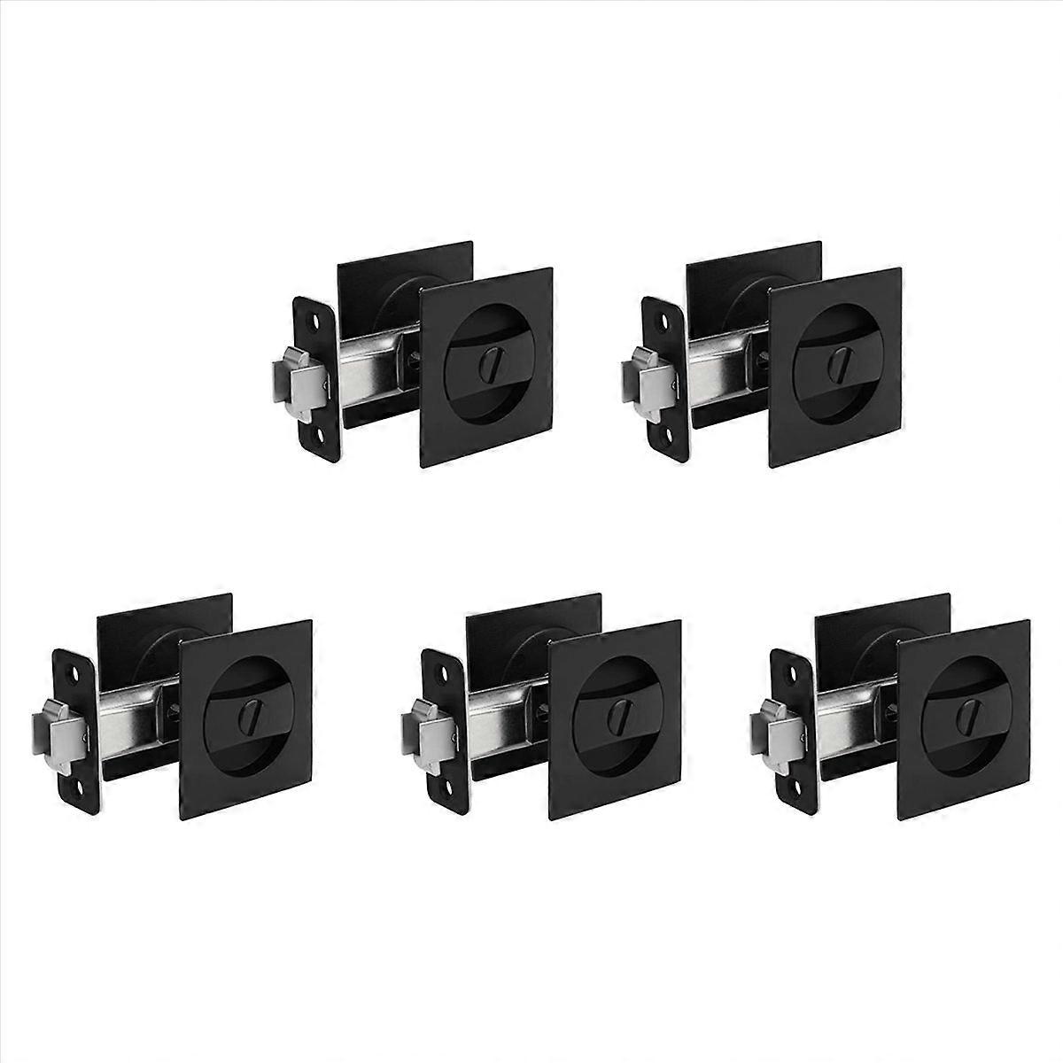 Pocket Door Lock, Matte Black Privacy Square Pocket Door Hardware