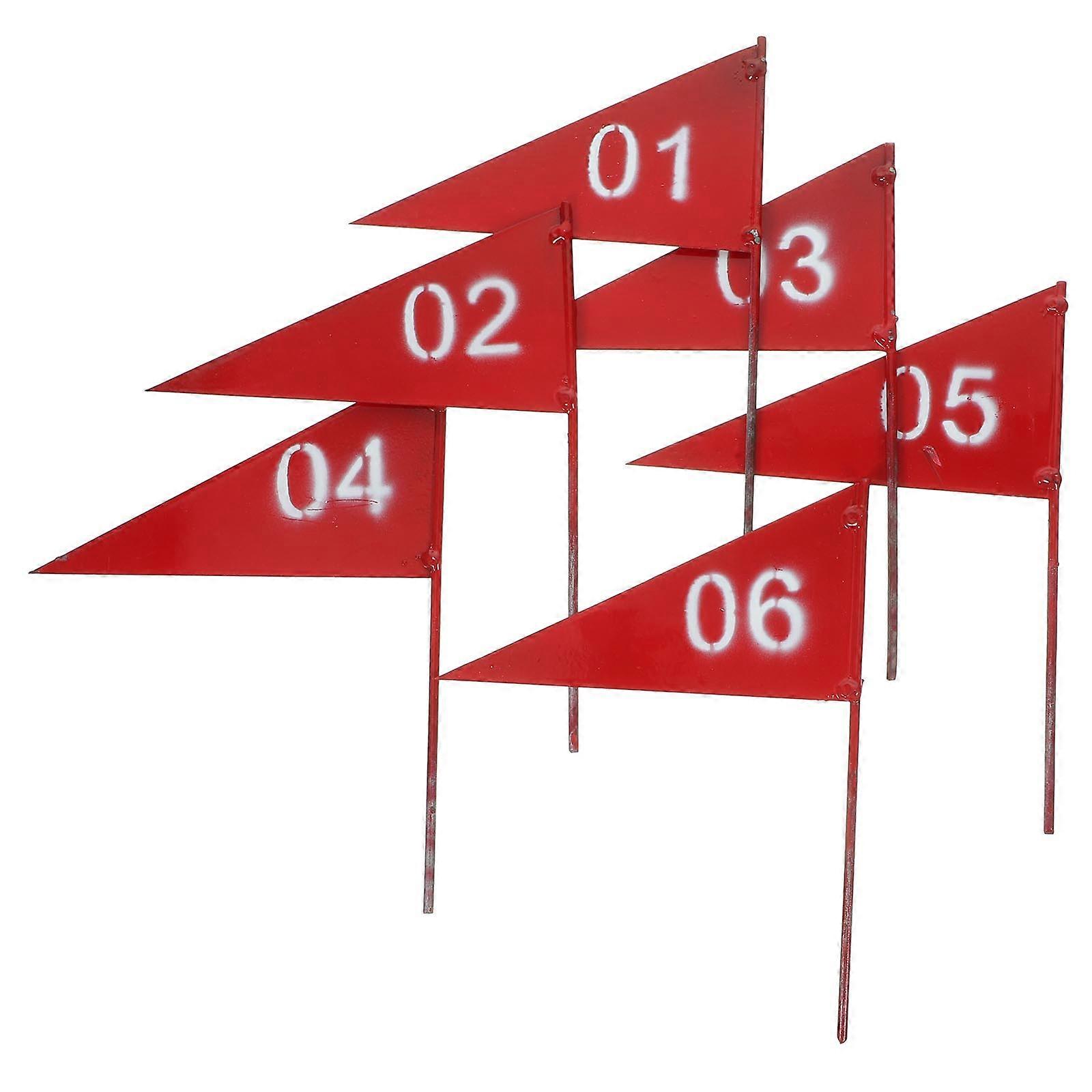 Lawn Marking Flags Triangle Iron Flags for Garden Irrigation 6Pcs Set