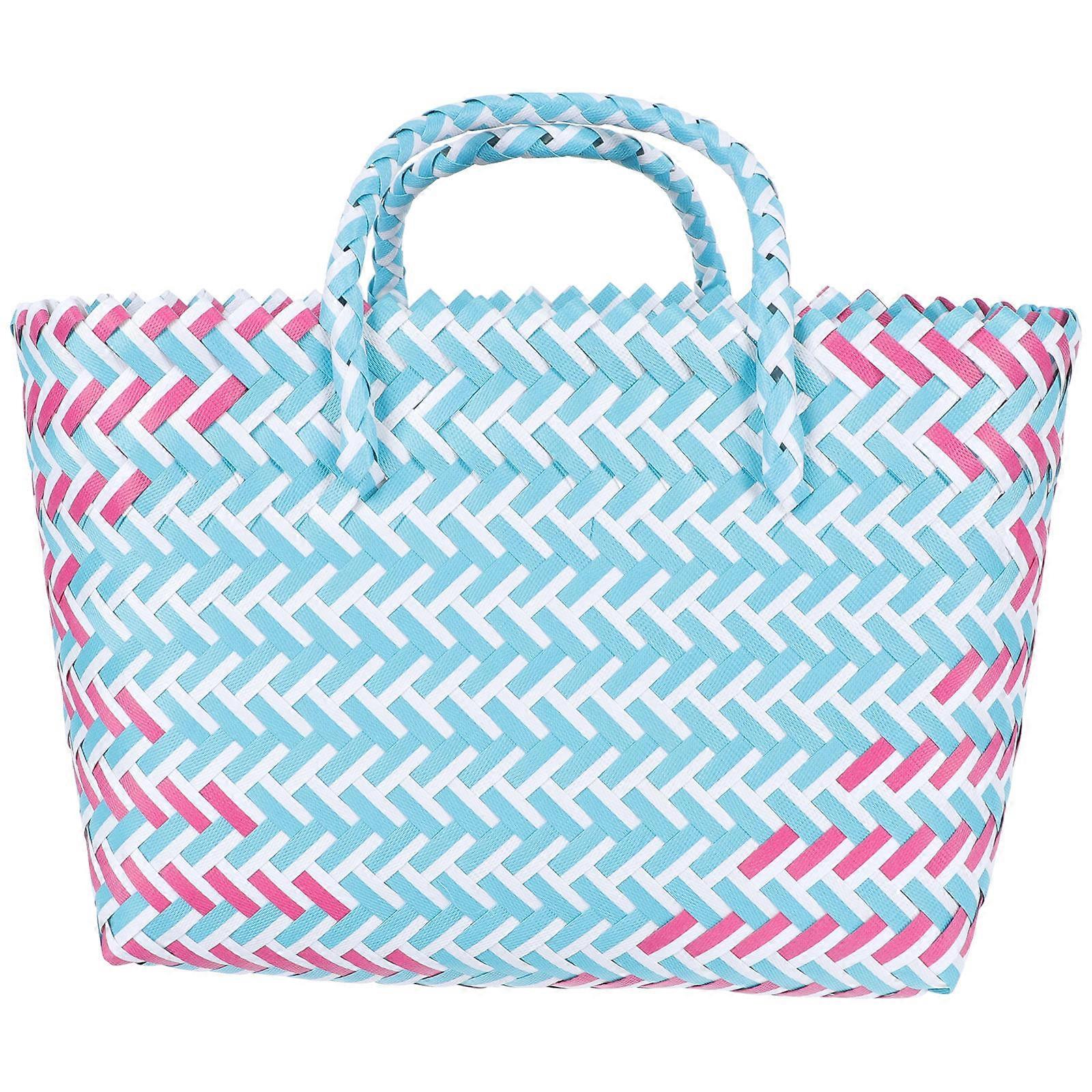 Handknitted Striped Bag for Storage 1Pcs Large Capacity Plastic Bag