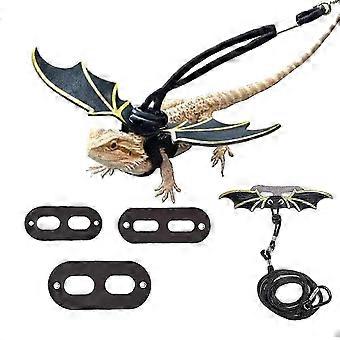 25-26 Adjustable Beard Dragon Harness Set with Leash with Wings 3 Pieces Vest for Small Animals Halloween Costume