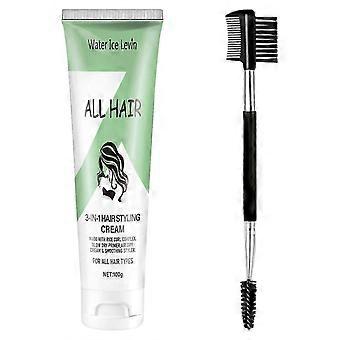 3-in-1 haarstylingcrème met borstel - kruldefiniërende crème, krulcrème, hydraterend, gladmakend voor alle natuurlijke texturen, voor golvend en krullend haar