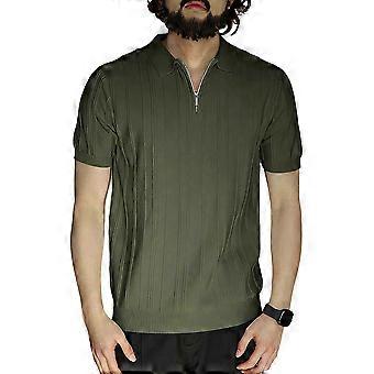 2026 Men Short Sleeve Quarter Zip Tee Shirt Collared Textured Casual Fashion Summer Tees Trendy Clothes Black XL