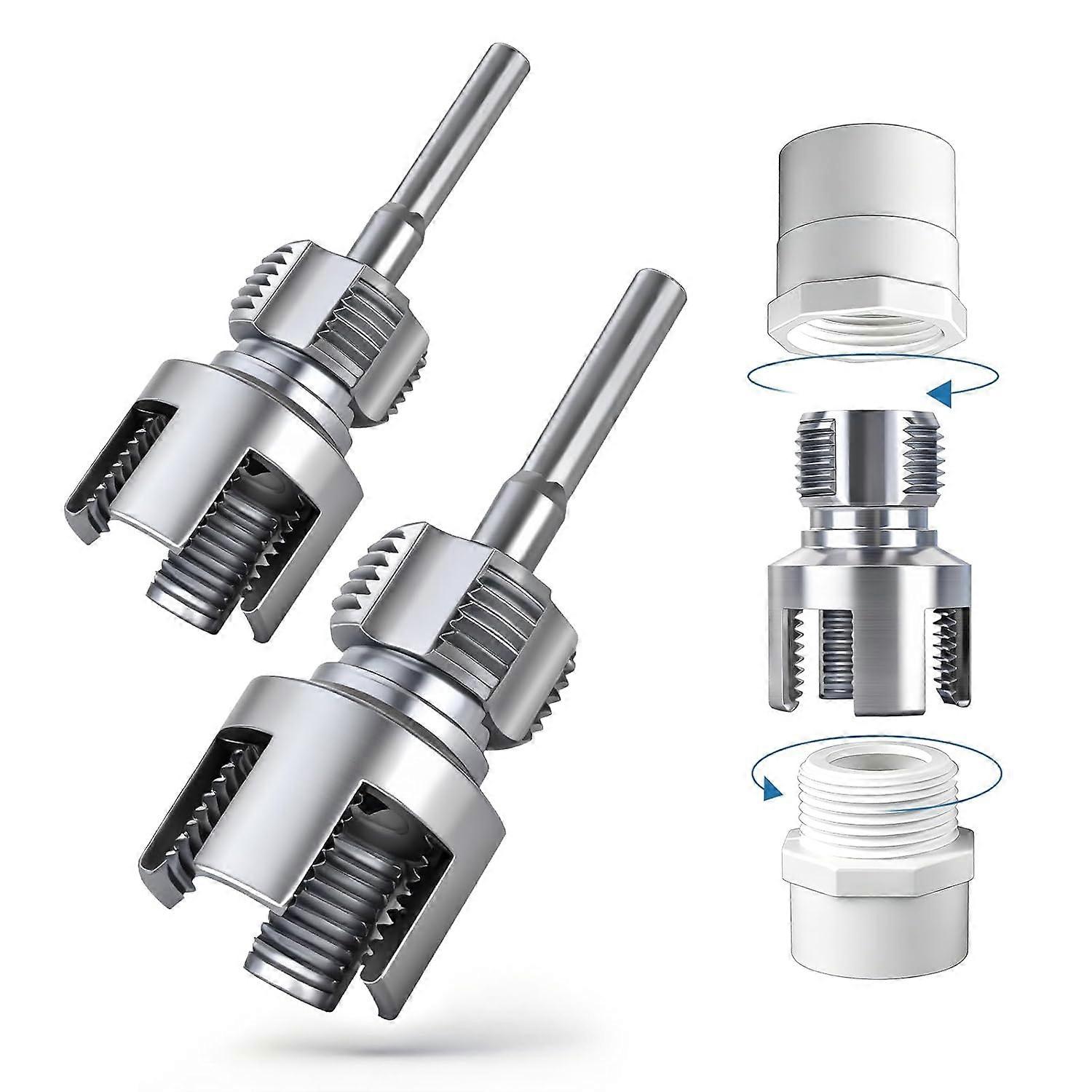 2PCS Integrated Internal & External Pipe Threading Tool, 1/2" & 3/4" PVC Pipe Threader Kit,Pipe Threading Tool compatible with PVC Pipes