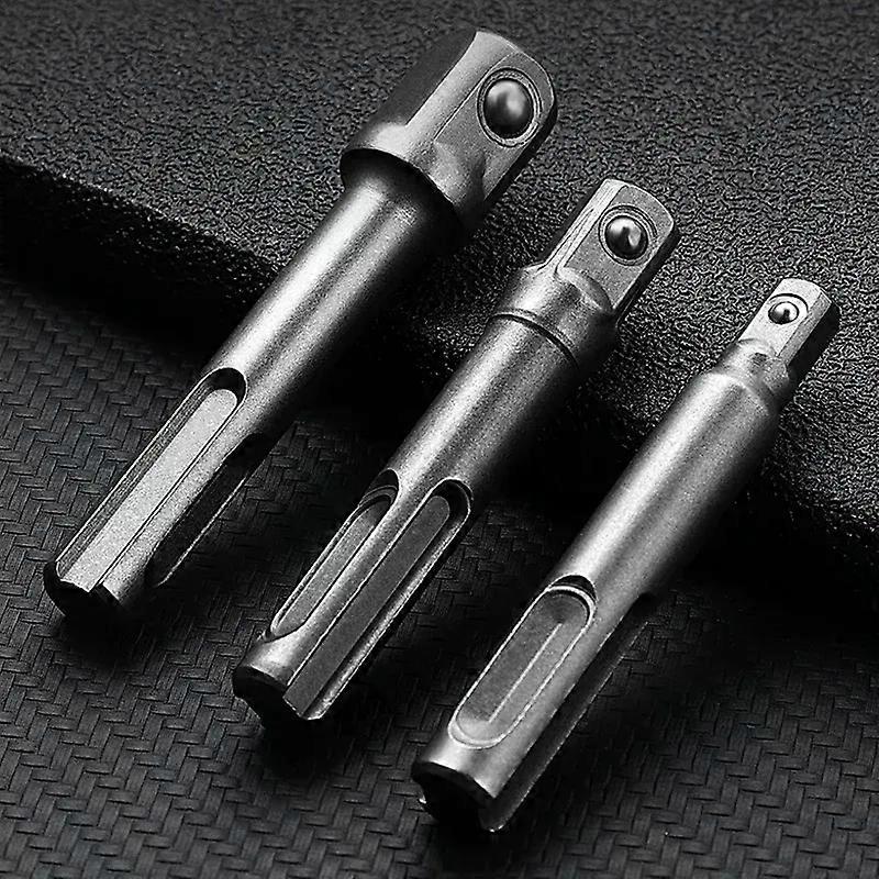 3PC Electric Hammer Conversion Joint Impact Drill Bit Adapter Tool Set Screwdriver Square Head Hexagonal Extension Rod