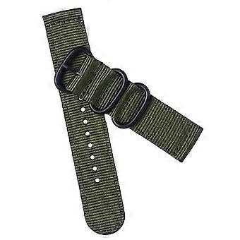 24mm Watch Strap Webbing Durable 2-Joint Nylon Watch Band Wristband for Watch Replacement (Army Green with Black Buckle)